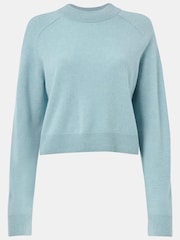 Whistles Blue Cashmere Crop Crew Jumper - Image 5 of 5