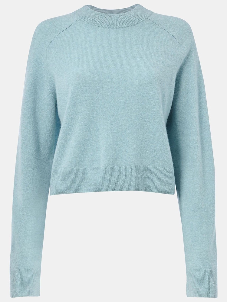 Whistles Blue Cashmere Crop Crew Jumper - Image 5 of 5