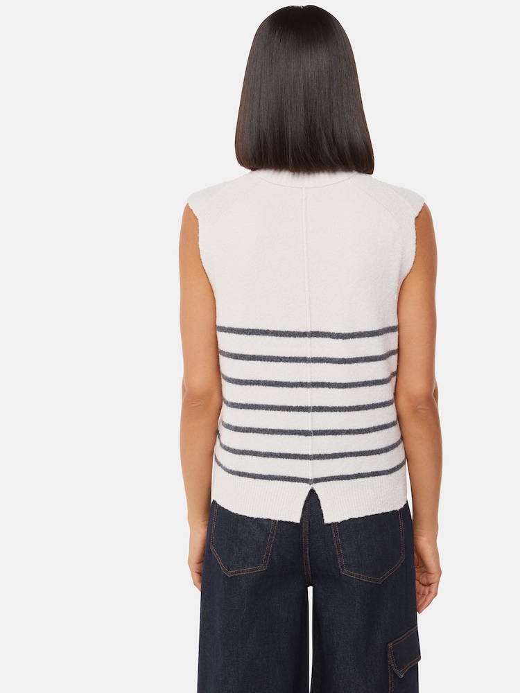Whistles White Stripe Textured Tank - Image 2 of 5 Whistles White Stripe Textured Tank - Image 2 of 5