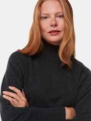 Whistles Grey Cashmere Funnel Neck Jumper - Image 4 of 5