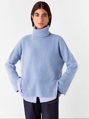 Whistles Blue Wool Mix Roll Neck Knit Jumper - Image 1 of 5
