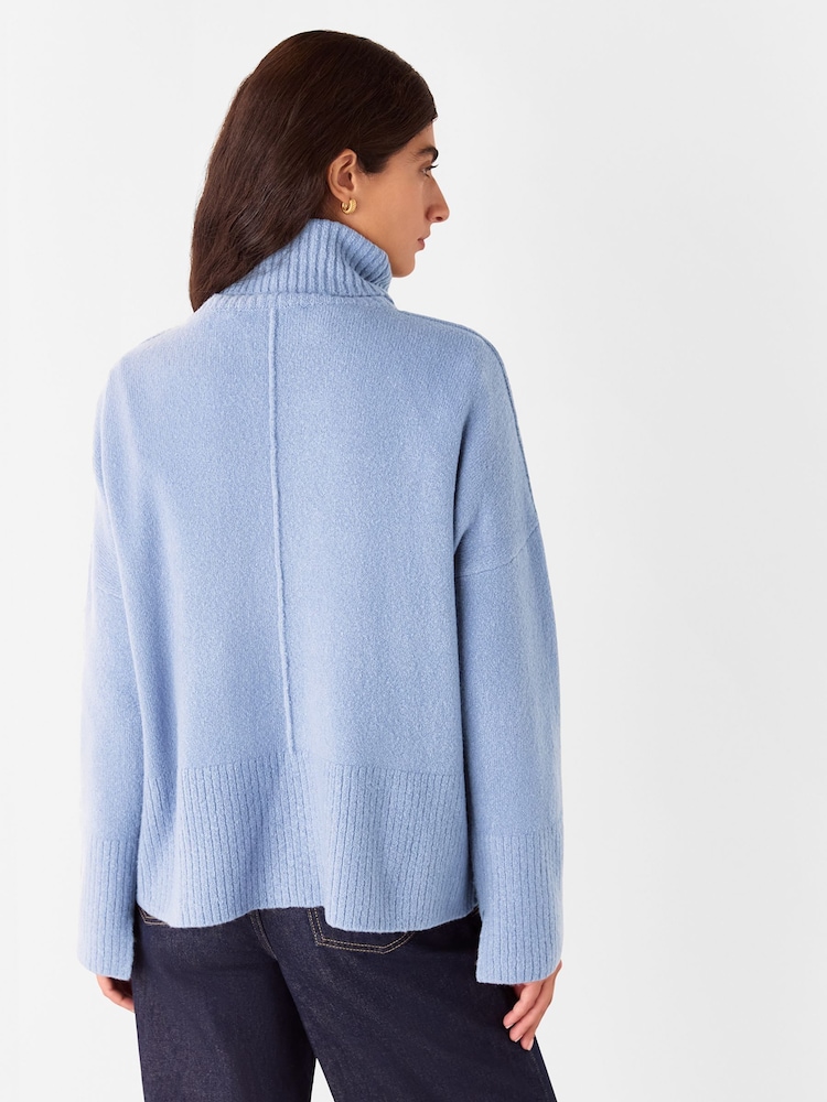 Whistles Blue Wool Mix Roll Neck Knit Jumper - Image 2 of 5 Whistles Blue Wool Mix Roll Neck Knit Jumper - Image 2 of 5