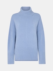 Whistles Blue Wool Mix Roll Neck Knit Jumper - Image 5 of 5