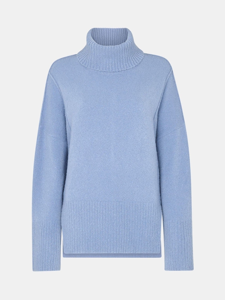 Whistles Blue Wool Mix Roll Neck Knit Jumper - Image 5 of 5
