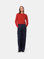 Whistles Red Cashmere Crop Crew Jumper - Image 1 of 5