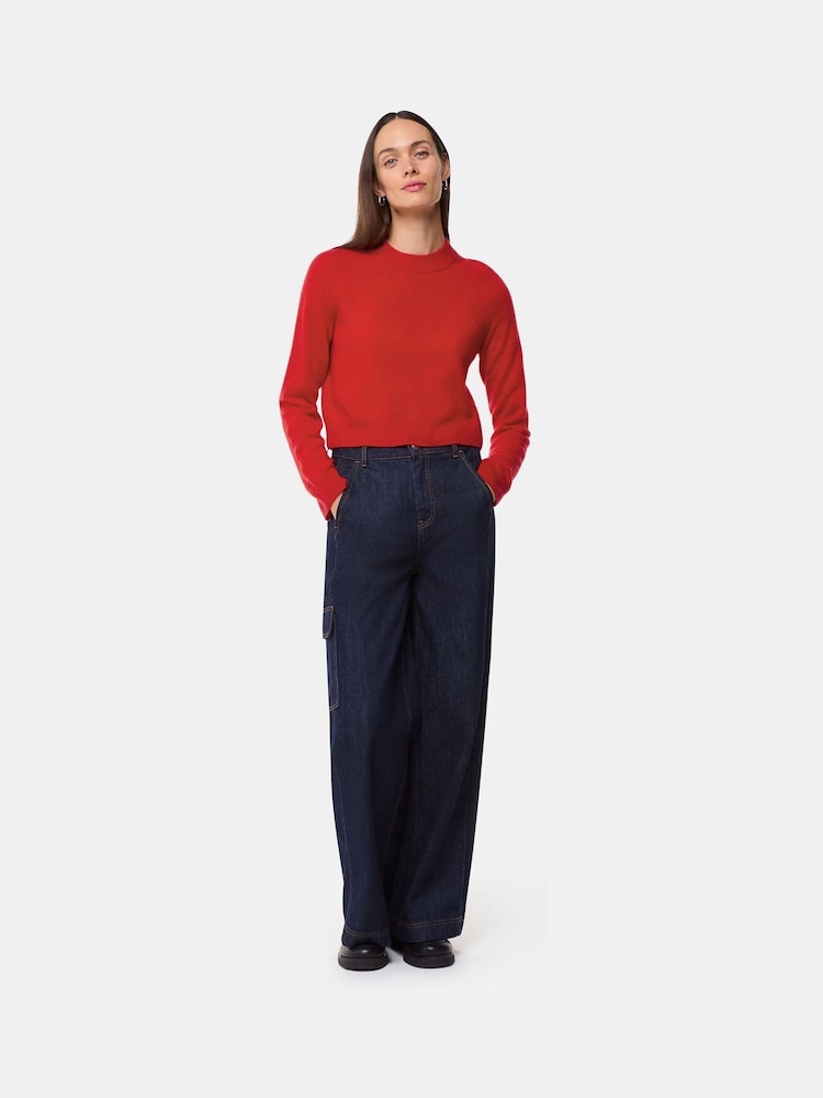 Whistles Red Cashmere Crop Crew Jumper - Image 1 of 5