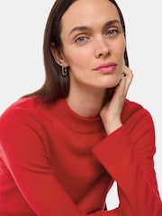 Whistles Red Cashmere Crop Crew Jumper - Image 2 of 5
