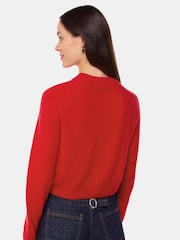 Whistles Red Cashmere Crop Crew Jumper - Image 3 of 5