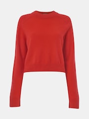 Whistles Red Cashmere Crop Crew Jumper - Image 5 of 5