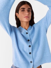 Whistles Blue Button Front V-Neck Cardigan - Slika 4 iz 5