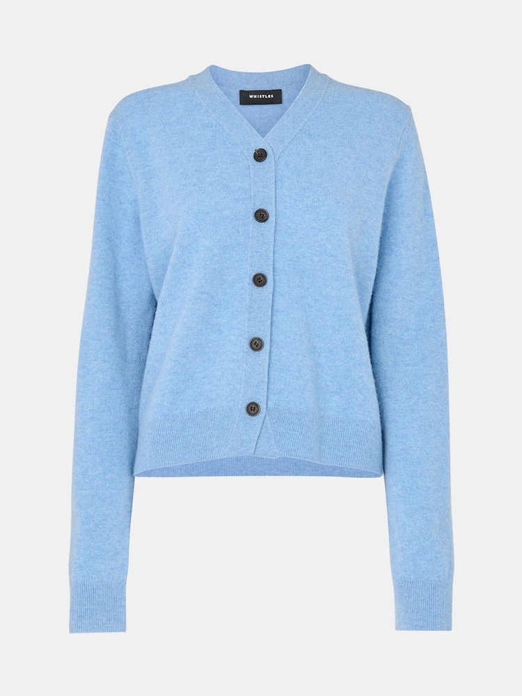 Whistles Blue Button Front V-Neck Cardigan - Slika 5 iz 5