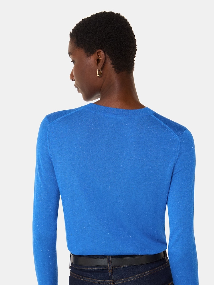 Whistles Blue Annie Sparkle Crew Neck Jumper - Image 2 of 4