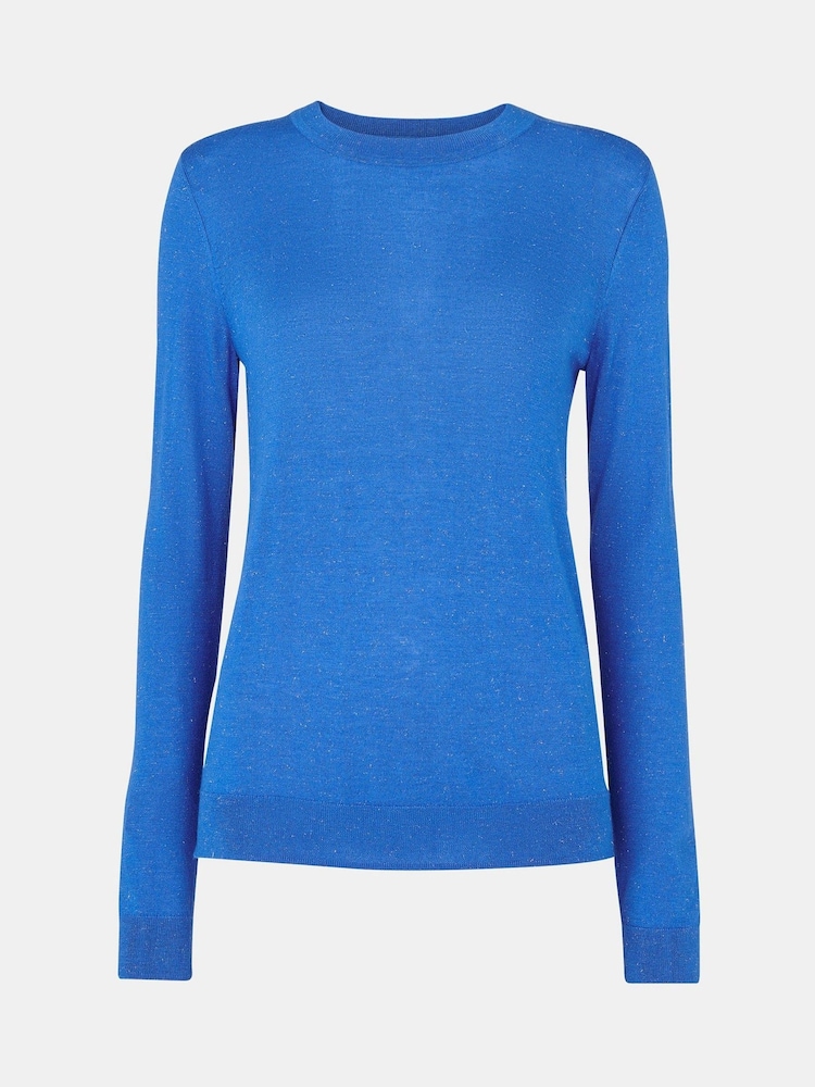 Whistles Blue Annie Sparkle Crew Neck Jumper - Image 4 of 4 Whistles Blue Annie Sparkle Crew Neck Jumper - Image 4 of 4