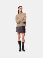 Whistles Brown Cashmere Funnel Neck Jumper - Image 3 of 5