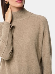 Whistles Brown Cashmere Funnel Neck Jumper - Image 4 of 5