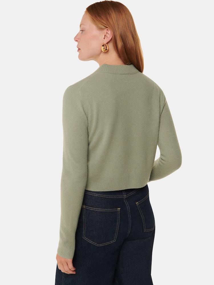 Whistles Green Wool Cropped Sweater - Image 2 of 5
