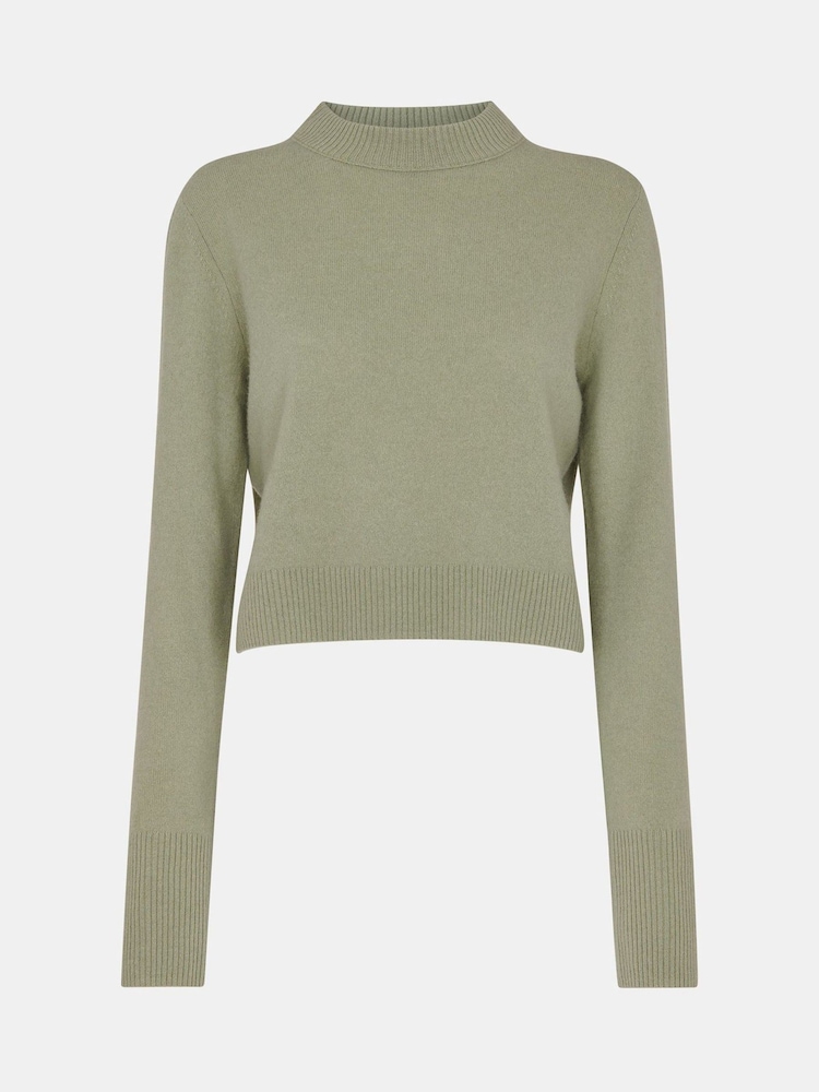 Whistles Green Wool Cropped Sweater - Image 5 of 5