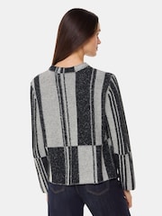 Whistles Block Stripe Wool Knit Black Jumper - Image 3 of 6