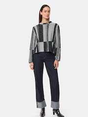 Whistles Block Stripe Wool Knit Black Jumper - Image 4 of 6