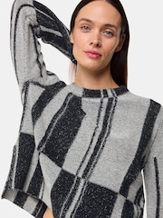 Whistles Block Stripe Wool Knit Black Jumper - Image 5 of 6