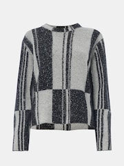 Whistles Block Stripe Wool Knit Black Jumper - Image 6 of 6