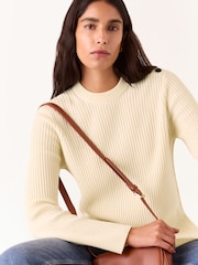 Whistles Natural Whistles Button Detail Longline Knit Natural Jumper - Image 4 of 5