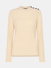 Whistles Natural Whistles Button Detail Longline Knit Natural Jumper - Image 5 of 5