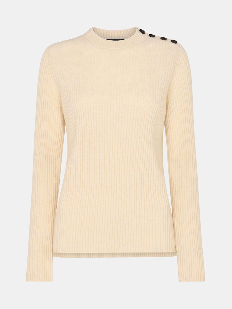 Whistles Natural Whistles Button Detail Longline Knit Natural Jumper - Image 5 of 5