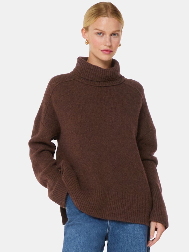 Whistles Brown Wool Roll Neck Knit Jumper - Image 2 of 6 Whistles Brown Wool Roll Neck Knit Jumper - Image 2 of 6