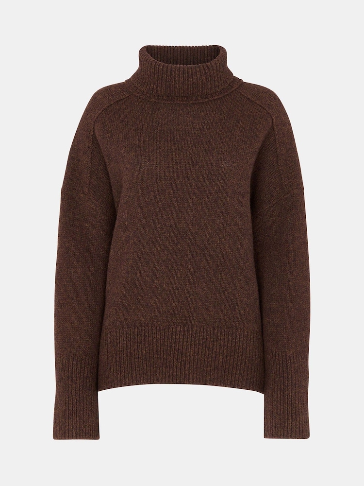 Whistles Brown Wool Roll Neck Knit Jumper - Image 6 of 6 Whistles Brown Wool Roll Neck Knit Jumper - Image 6 of 6