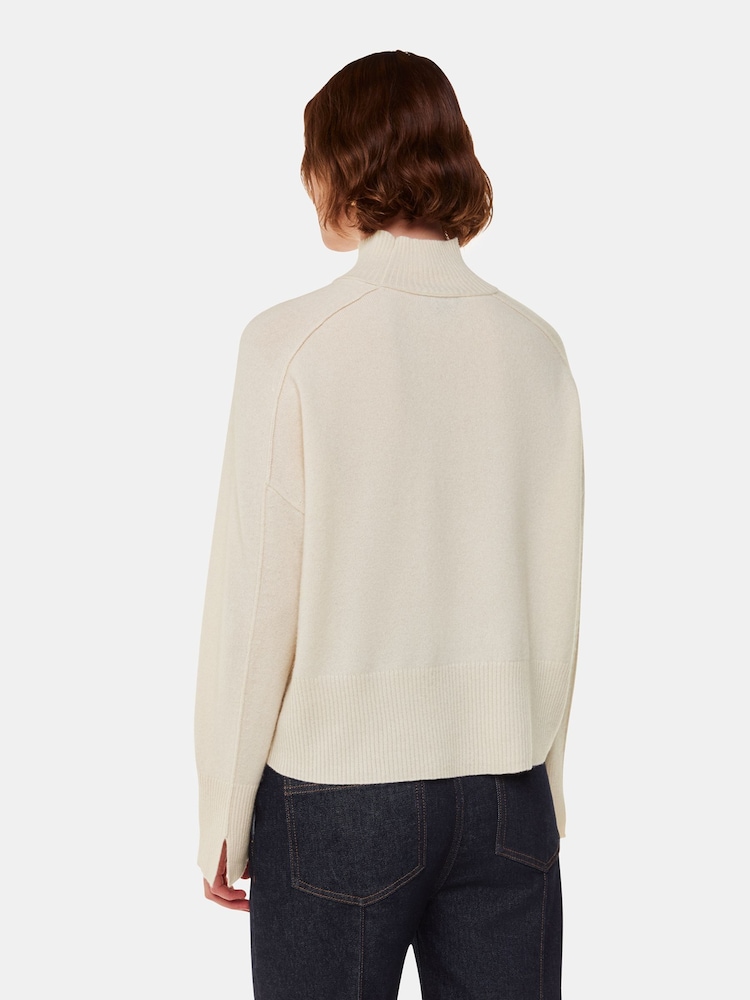 Whistles Cashmere Funnel Neck White Jumper - Image 2 of 5