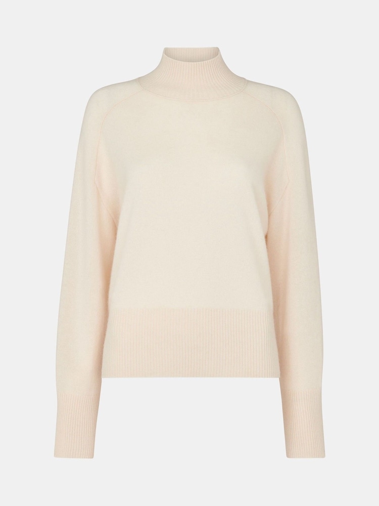 Whistles Cashmere Funnel Neck White Jumper - Image 5 of 5