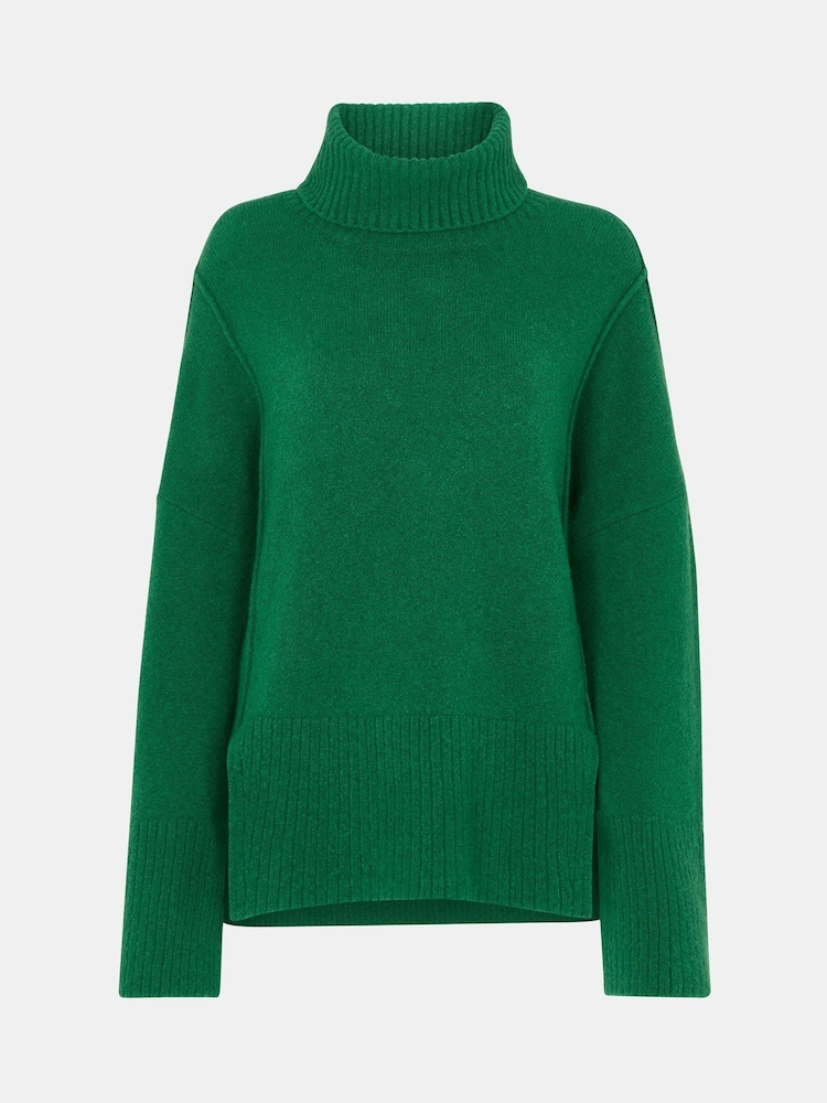 Whistles Green Wool Mix Roll Neck Knit Jumper - Image 5 of 5