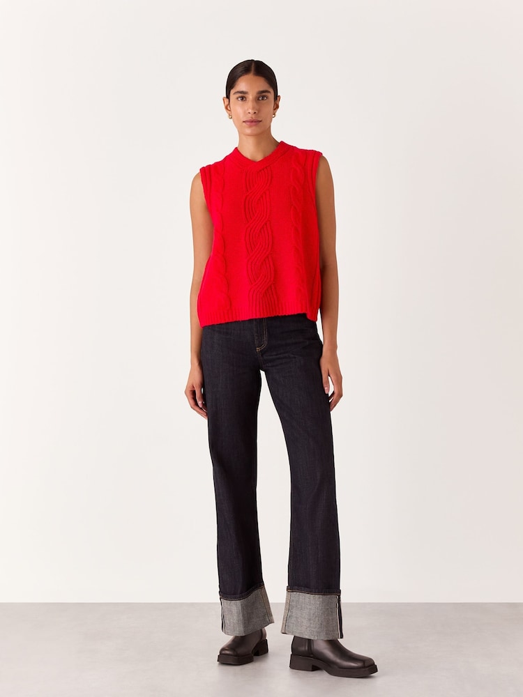 Whistles Red Cable Detail Knitted Tank - Image 1 of 4