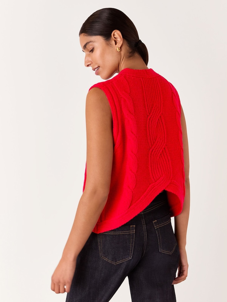 Whistles Red Cable Detail Knitted Tank - Image 2 of 4