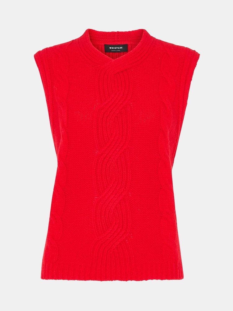 Whistles Red Cable Detail Knitted Tank - Image 4 of 4
