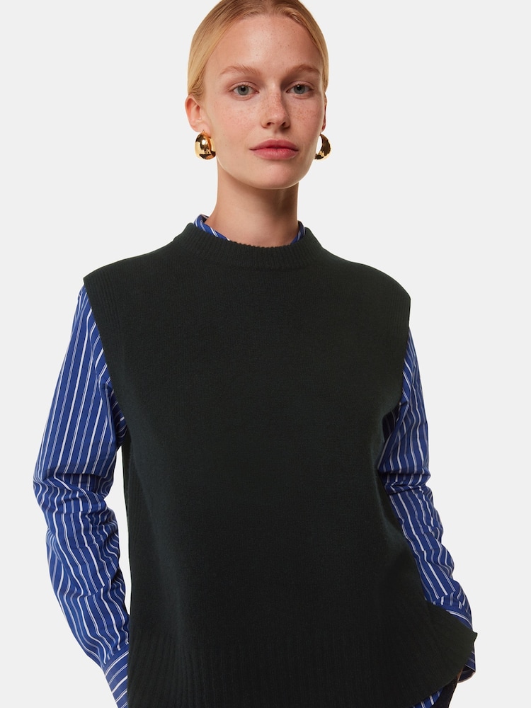 Whistles Wool Sleeveless Black Tank - Image 1 of 4