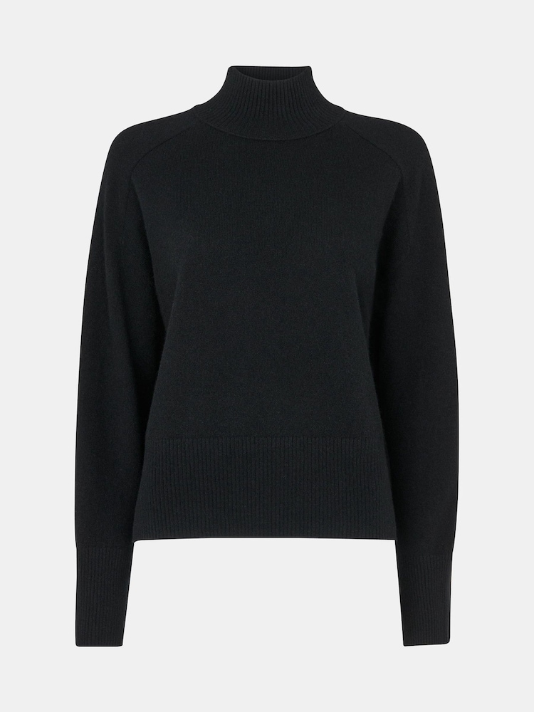 Whistles Cashmere Funnel Neck Black Jumper - Image 5 of 5