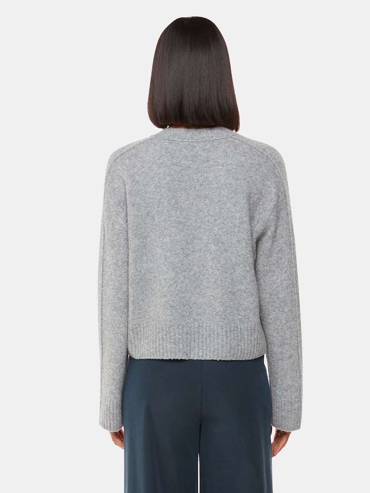 Whistles Grey Wool Mix Pocket Cardigan - Image 2 of 5