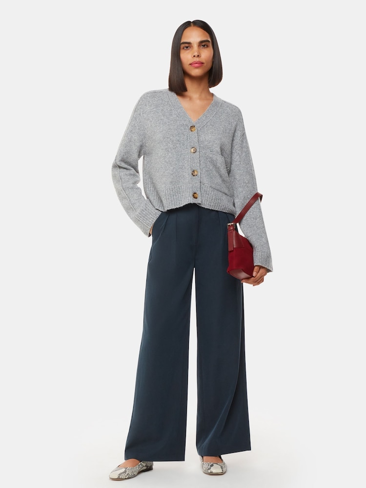 Whistles Grey Wool Mix Pocket Cardigan - Image 3 of 5
