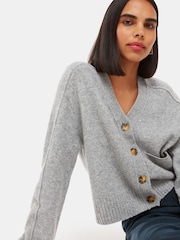 Whistles Grey Wool Mix Pocket Cardigan - Image 4 of 5