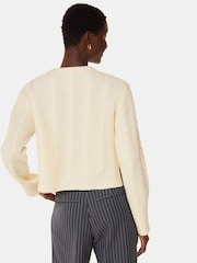 Whistles White Cable Detail Crew Neck Knit Jumper - Image 2 of 5