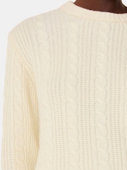Whistles White Cable Detail Crew Neck Knit Jumper - Image 4 of 5