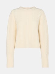 Whistles White Cable Detail Crew Neck Knit Jumper - Image 5 of 5