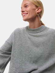 Whistles Grey Cashmere Blend Split Back Knit Jumper - Image 1 of 5