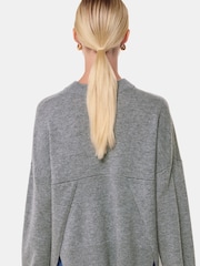 Whistles Grey Cashmere Blend Split Back Knit Jumper - Image 2 of 5
