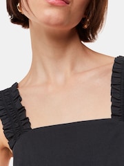 Whistles Black Ruffle Strap Poplin Midi 100% Cotton Black Dress - Image 4 of 5