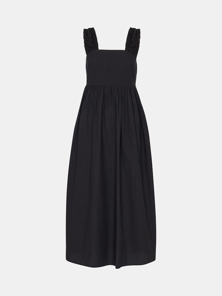 Whistles Black Ruffle Strap Poplin Midi 100% Cotton Black Dress - Image 5 of 5 Whistles Black Ruffle Strap Poplin Midi 100% Cotton Black Dress - Image 5 of 5