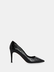Whistles Black Corie Textured Heeled Pumps - Image 1 of 4