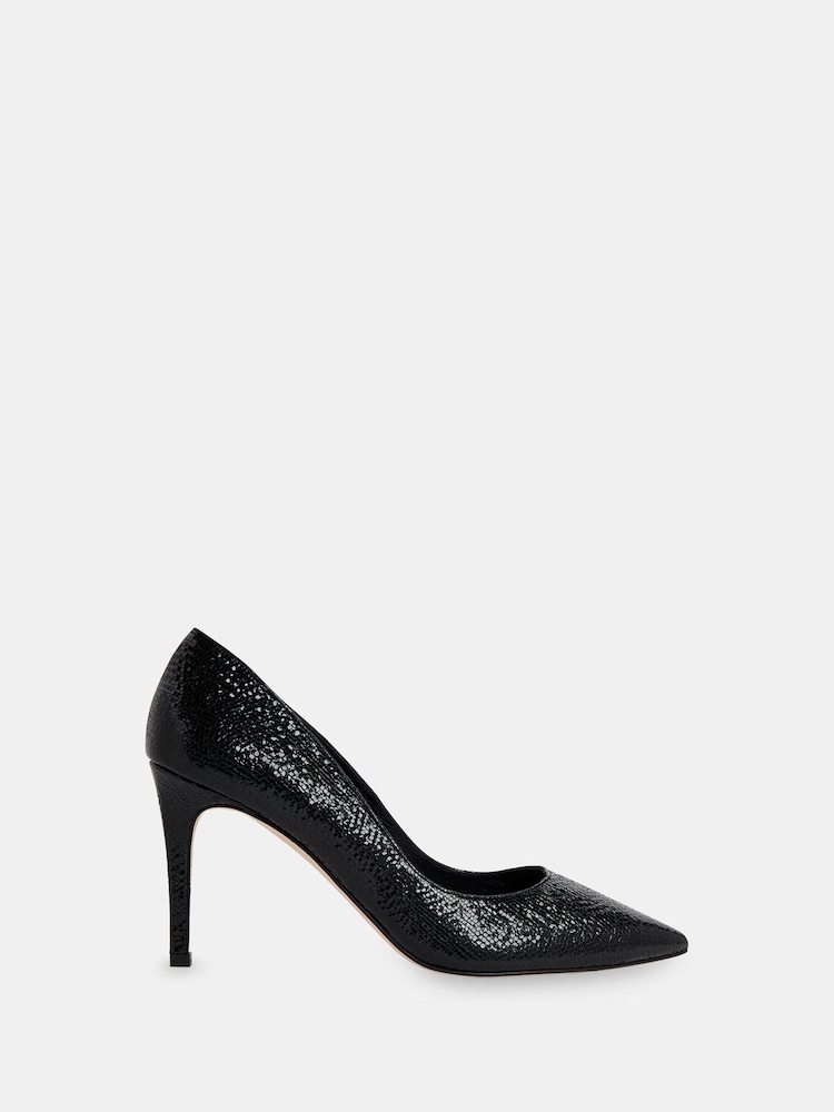 Whistles Black Corie Textured Heeled Pumps - Image 1 of 4